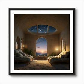 Bedroom With Starry Sky Art Print