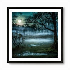 Moonlight In The Forest 3 Art Print