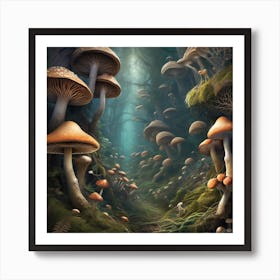 Blue light forest Art Print