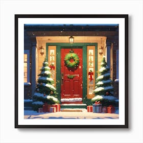 Christmas Decoration On Home Door Golden Ratio Fake Detail Trending Pixiv Fanbox Acrylic Palette Art Print