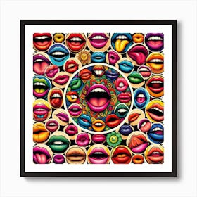 Rainbow Of Lips Art Print