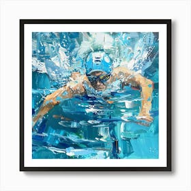 A Swimmer In A Pool Oil Painting Illustration 1718672375 4 Art Print