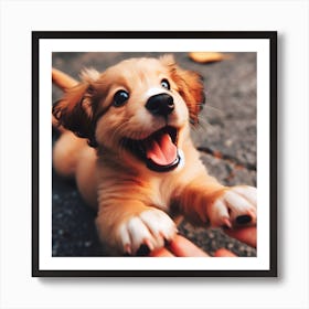 Puppy Energetic Paws Art Print