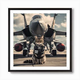 Cat fighter pilot Art Print