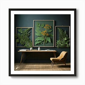 Three Framed Botanical Prints Art Print