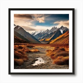 Landscape Arthurs Pass National Park Earthy Tones Art Print