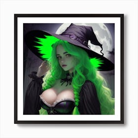 Witch With Green Hair Art Print