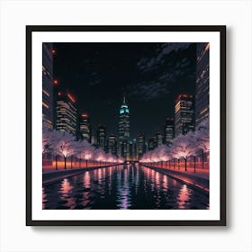 Cityscape And Water(1) Art Print