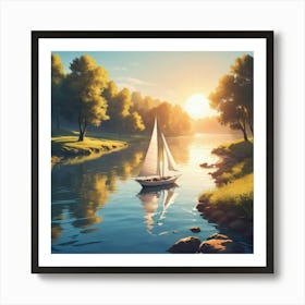 Boat In The River Art Print