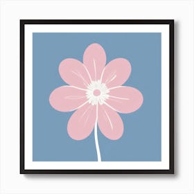 A White And Pink Flower In Minimalist Style Square Composition 620 Art Print