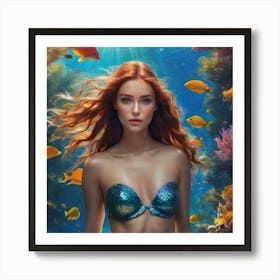 Mermaid with blue top Art Print