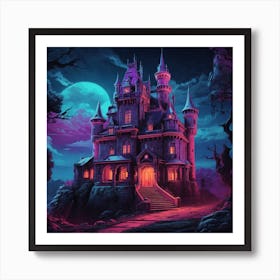 Dreamshaper V7 Haunted Castle Neon Extreme Detail Vivid Intri 0 Art Print