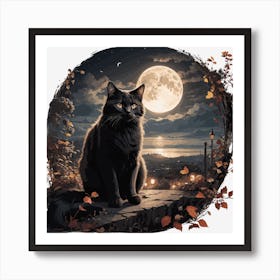 Fantasy Lunar Cat Art Print