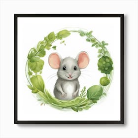 Mouse In A Wreath 1 Art Print