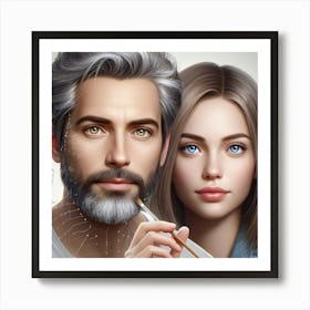 Portrait Of A Man And Woman Art Print