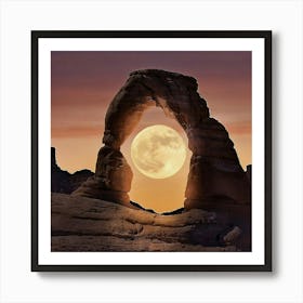 Full Moon At Arches National Park Art Print