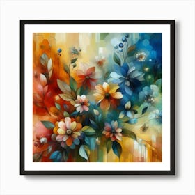 Flowers oil painting abstract painting art 4 Art Print