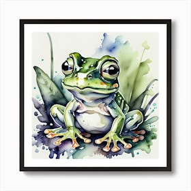 Frog Watercolor Painting Art Print