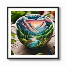 Landscape On A Cup Art Print