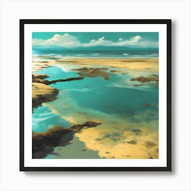 Tidal Waters, Turquoise Blue Sea on Golden Beach 3 Art Print