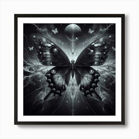 Butterfly In Black And White 6 Art Print