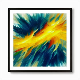 Gorgeous, distinctive yellow, green and blue abstract artwork 9 Art Print