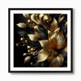 Gold Floral Art Art Print