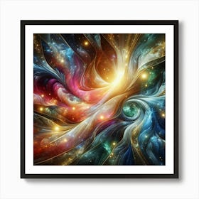 Radiant Mysterious Marble Light: Multicolor marble and gold and diamonds imitation frame lines, acrylic art glass wall art, scratch and shatter resistant inside glass inside glass 2 Art Print