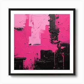 Hand Painted Abstract Black And Pink Art Print