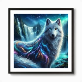 Electric Fantasy Wild Wolf Face 5 Art Print