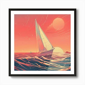 Sailboat In The Ocean Art Print