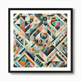 Colorful Quilt Using Geometric Patterns (1) Art Print