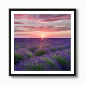 Lavender Field At Sunset 1 Art Print