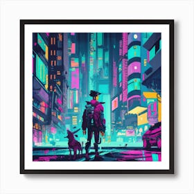 Pixel Art Cyberpunk Poster Art Print