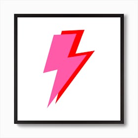 Pink and Red Lightning Bolts Square  Art Print