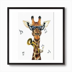 Jazz Playing Giraffe In Sunglasses Print Art And Wall Art Art Print