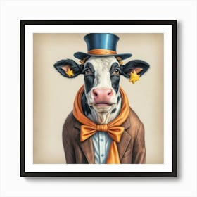 Cow In Top Hat 8 Póster