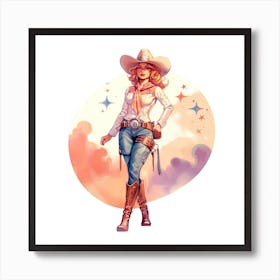 Full Body Cowgirl 5 Art Print