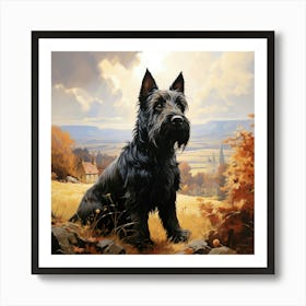 Scottish Terrier In Autumn Countryside Art Print
