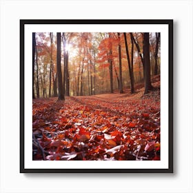 Autumn Forest With A Carpet Of Fallen Leaves Art Print