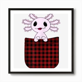 Cute Axolotl Christmas In Plaid Pocket Axolotl Lover Xmas Art Print