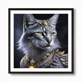 Firefly A Beautiful, Cool, Handsome Silver And Cream Majestic Masculine Main Cat Blended With A Japa (7) Art Print