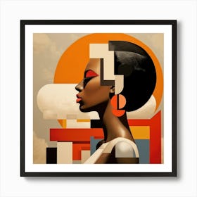 Abstract Bauhaus Ethiopian Woman 03 Art Print