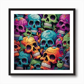 Colorful Skulls Art Print