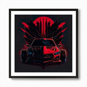 Car Red Artwork Of Graphic Design Flat (190) Art Print