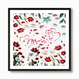 Bloom Springfield Red Floral Modern Natural art Art Print