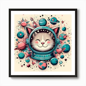 Astronaut Cat Affiche