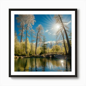 Sunrise Over A Lake Art Print