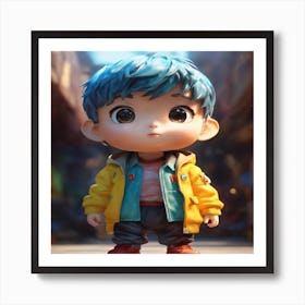 Boy With Blue Hair Art Print