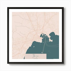 Ibiza Spain Pink and Blue Cute Script Street Map 1 Art Print